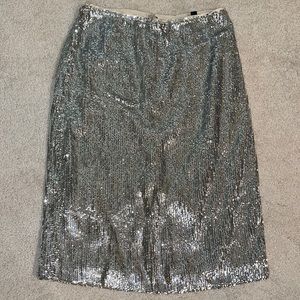 Big Deal!!J Crew Silver Sequins Pencil Skirt